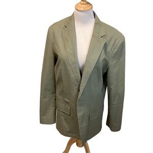 LLBean Mens Khaki Cotton Utility Field Blazer Jacket Size Large